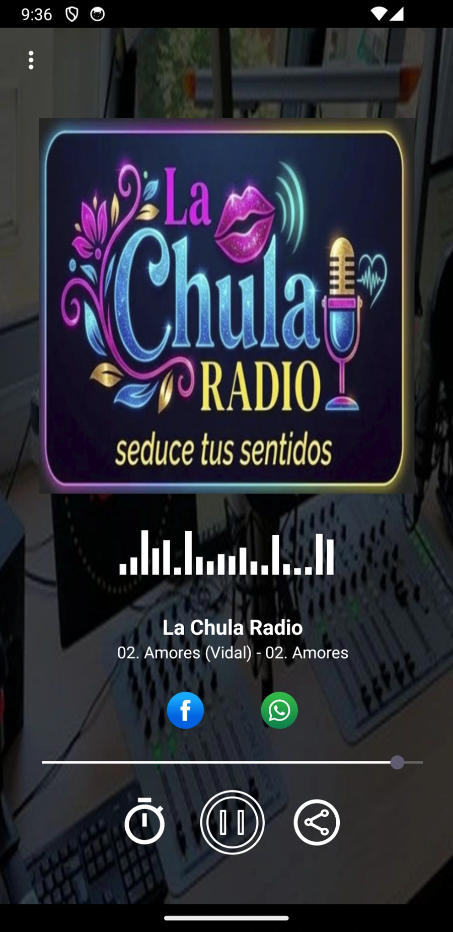 Reproductor de La Chula Radio dentro de la aplicación móvil